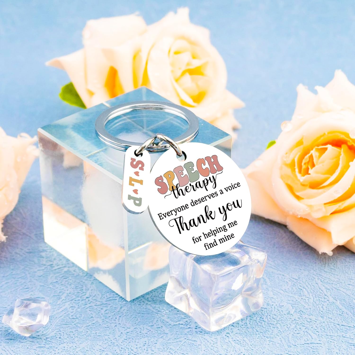 Speech Therapy Gifts for Women Speech Therapist Gifts Language Pathologist Gift Therapist Appreciation Gift for Women Pathologist Keychain Accessories Everyone Deserves a Voice Thank You Keychain - Image 3