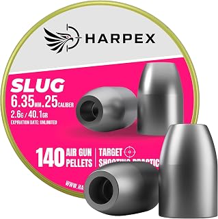 Harpex Slug .25 Cal Airgun Pellets – 40.1 Grain Hollow Point Heavy – High Impact & Expansion – Premium Lead Pellets for Target Shooting, Long-Range Practice & Consistent Accuracy