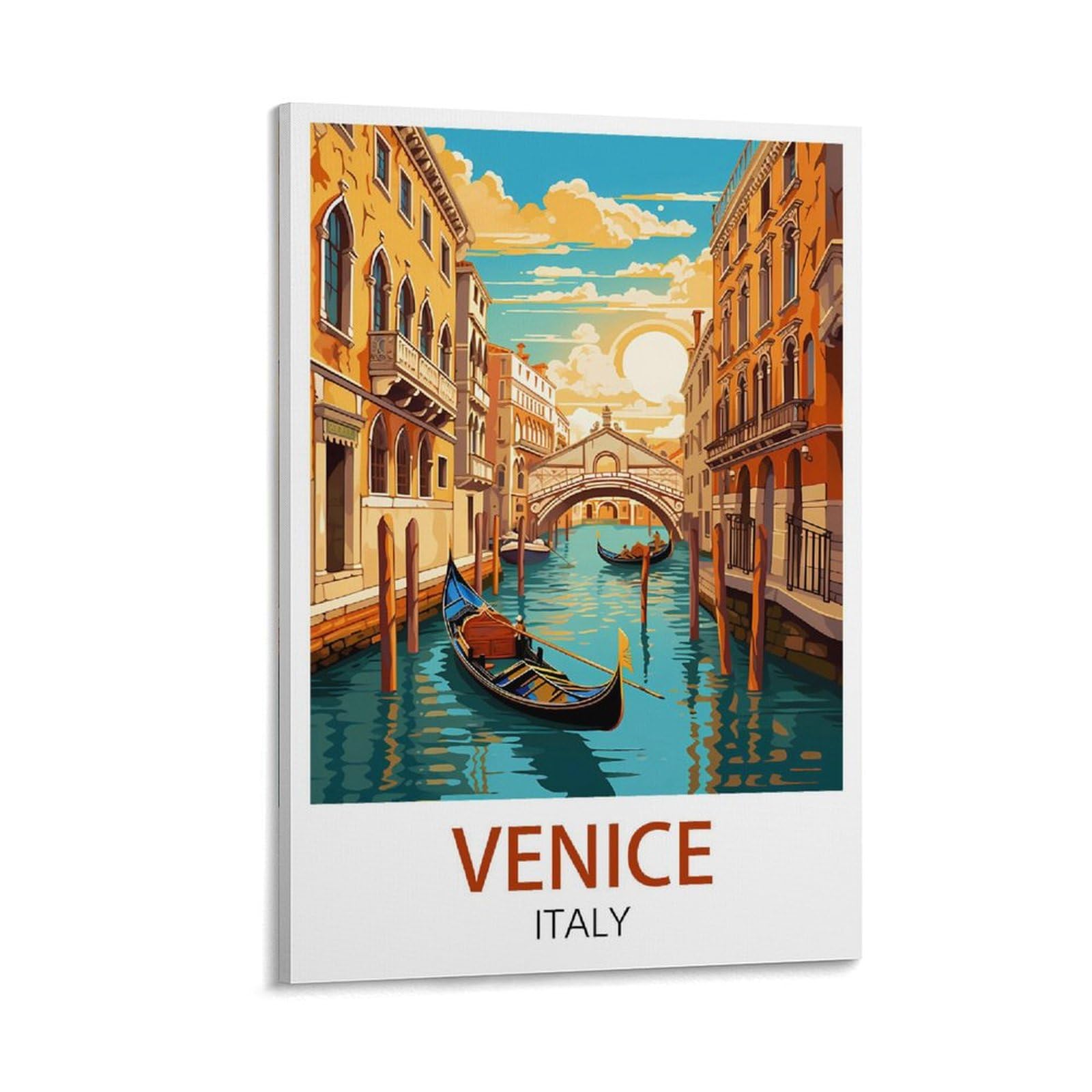 Losnabo Frame-Style Venice Italy Vintage Travel Posters 08X12inch(20X30cm) Canvas Wall Poster And Art Picture Print Modern Home Bedroom Decor