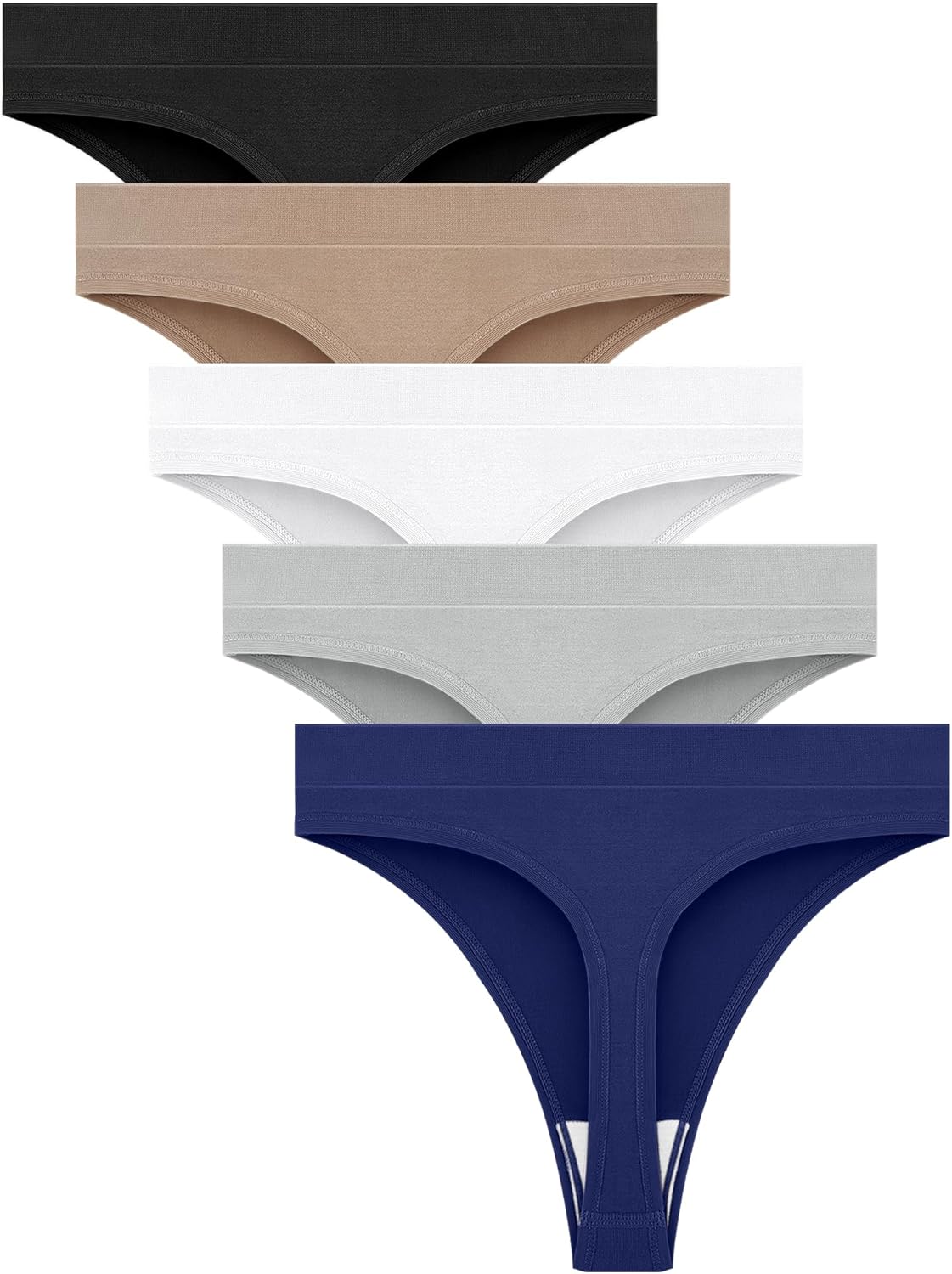 voenxe Seamless Womens Thong Underwear,High Waisted Tanga Woman No Show Panties,Breathable Workout Comfortable Undies,5 Pack - Image 7