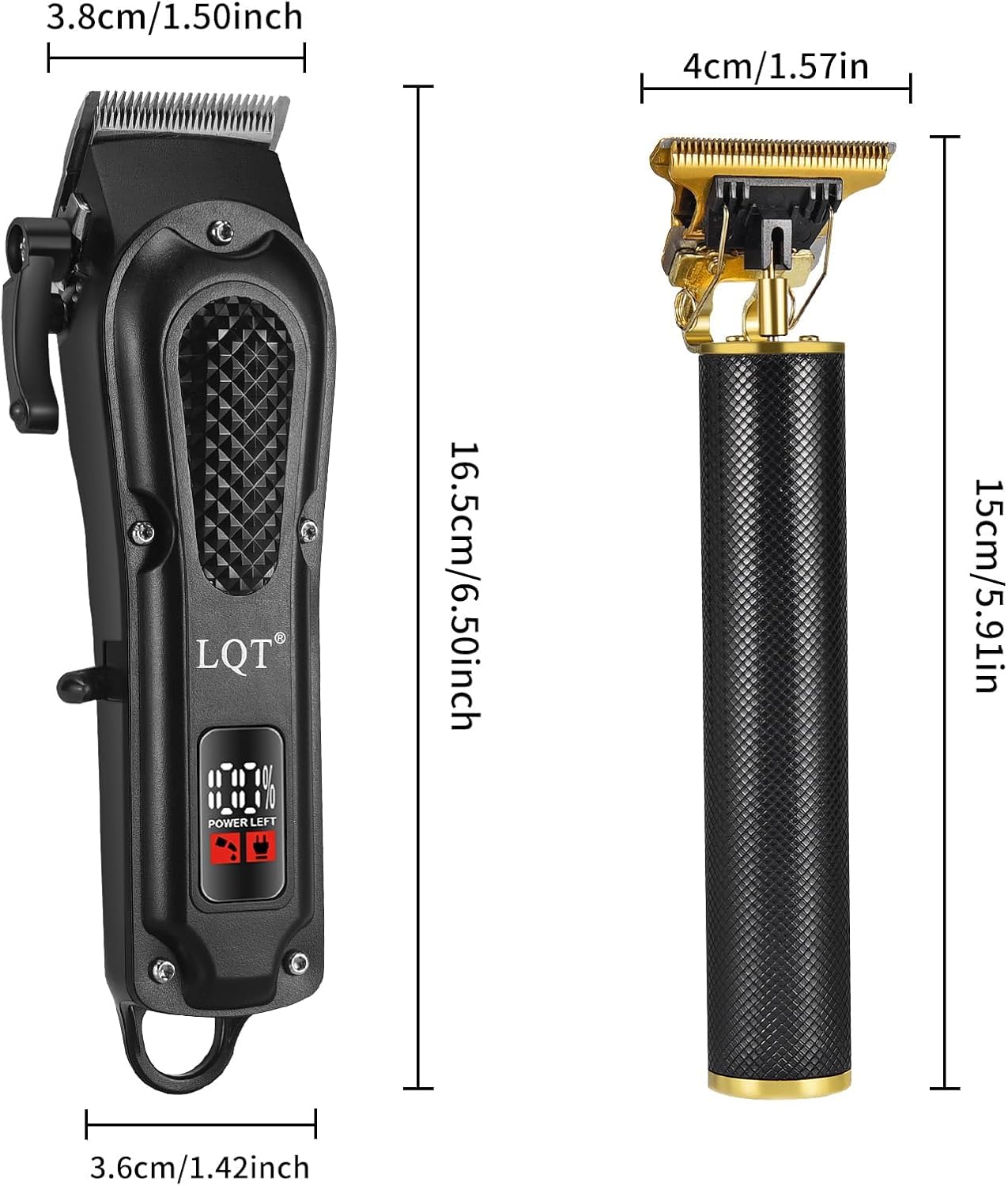 LQT® Men's Professional Hair Clippers Kit，Cordless & Corded Barber Clippers Set，Grooming Rechargeable Beard Trimmer with Adjustable Blade Black - Image 6