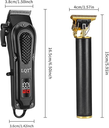 Miniatura 6 de LQT® Kit profesional de cortapelos para hombres, juego de cortapelos inalámbricos y con cable, recortador de barba recargable con cuchilla