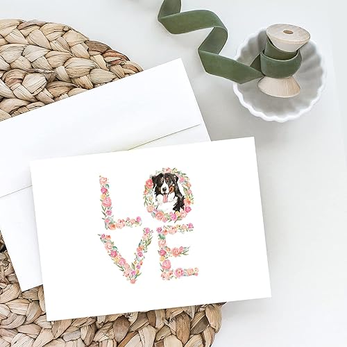 Miniatura 2 de Carolines Treasures WDK4541GCA7P - Tarjetas de felicitación y sobres de Bernese Mountain Dog Love - Paquete de 8 7 x 5 multicolor