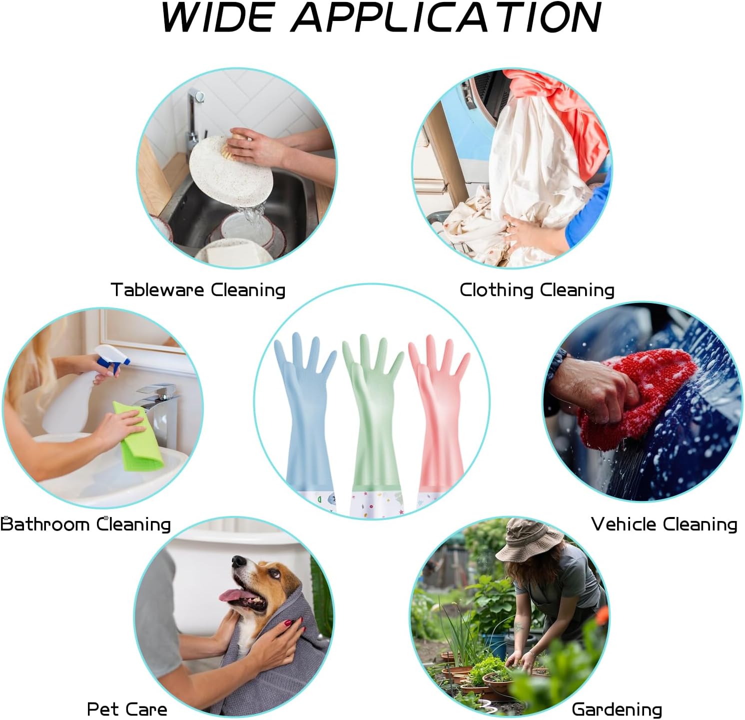 XJMWXHFC 3Pcs Reusable Dishwashing Gloves, Waterproof Long Cuff Non-Slip Household Gloves With Cotton Lined For Laundry, Cleaning, Working, Gardening