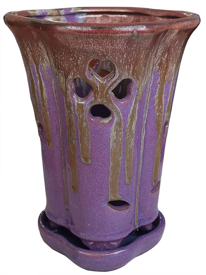 Fowargif W5.7XH8.5inch Ceramic Orchid pots with Holes