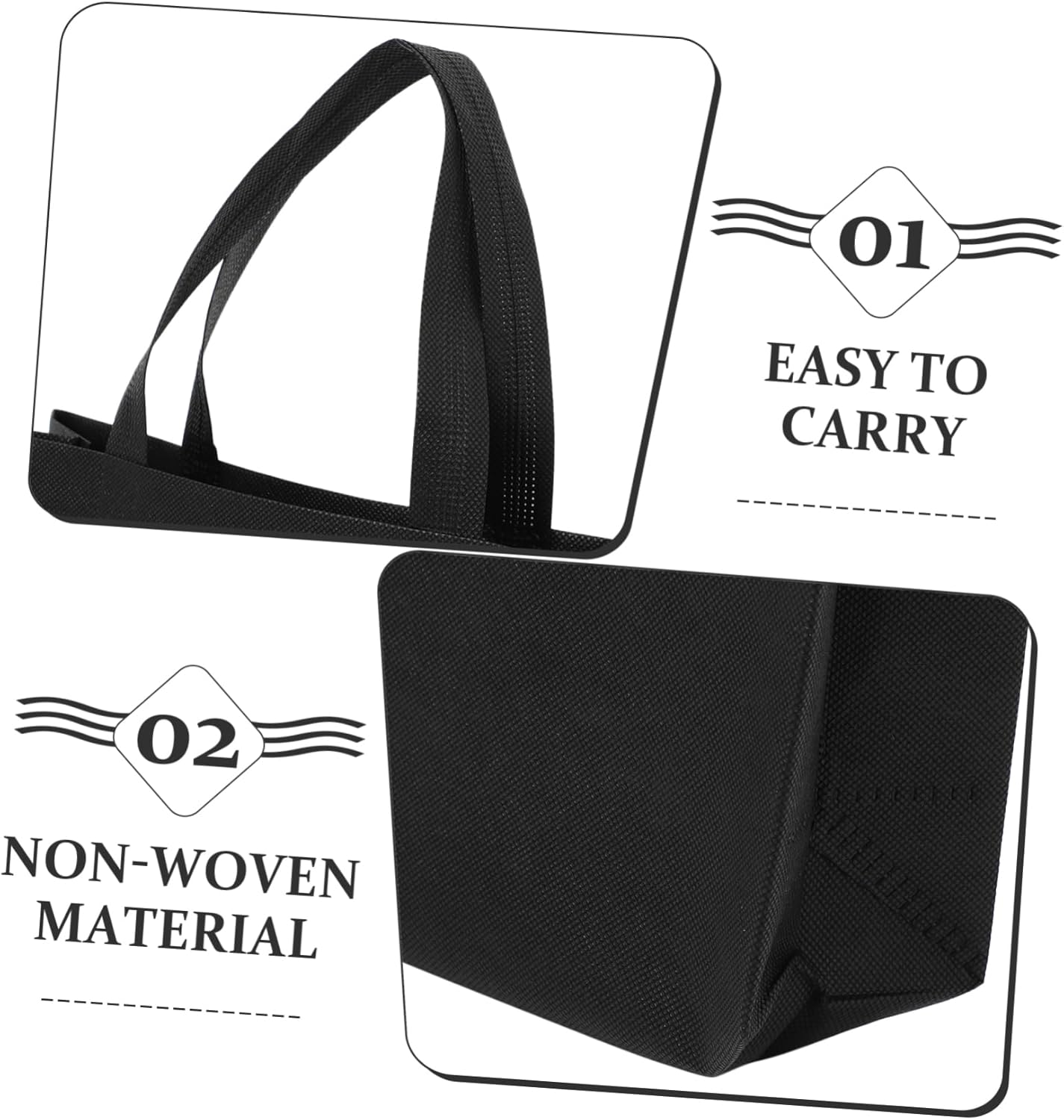 30Pcs Non Woven Tote Bags with Handles Reusable Shopping Bags for Grocery Parties Lightweight Adorable Fruit Print Design