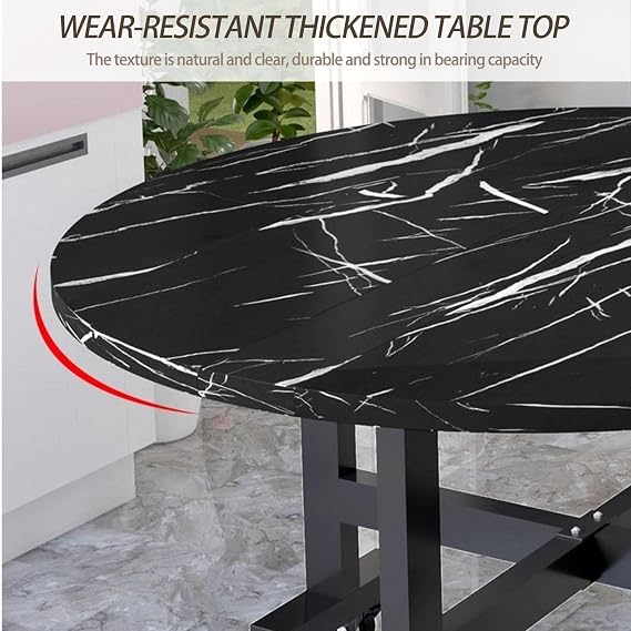 Round Drop Leaf Kitchen Dining Table with Wheels, Wood Versatile Collapsible Extension Dinner Office Desk Table,Space Saving Folding Dining Butterfly Tables(Grey,100cm)