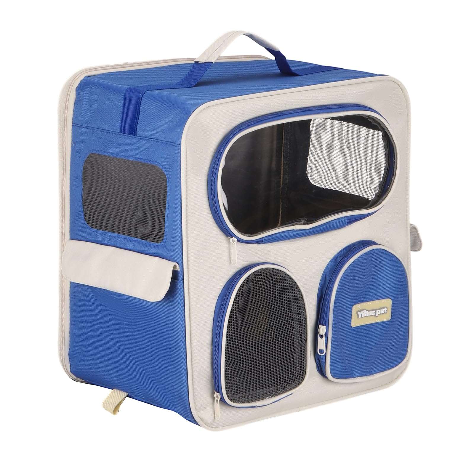 QUARKZMAN Mochila Transportadora para Mascotas Portátil Y Ventilada Bolsa De Viaje para Perros Gatos Y Animales Pequeños De Nylon 14.96" (Azul Marino 1 Pza) Ideal