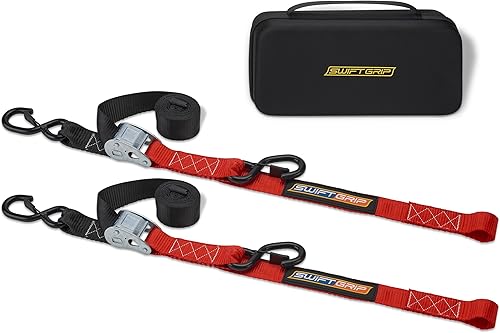 Miniatura 1 de Correas de hebilla de leva resistentes (2) amarres de motocicleta de 1.5 x 8 pies con gancho de amarre suave integrado y velcro. Correas de carga,