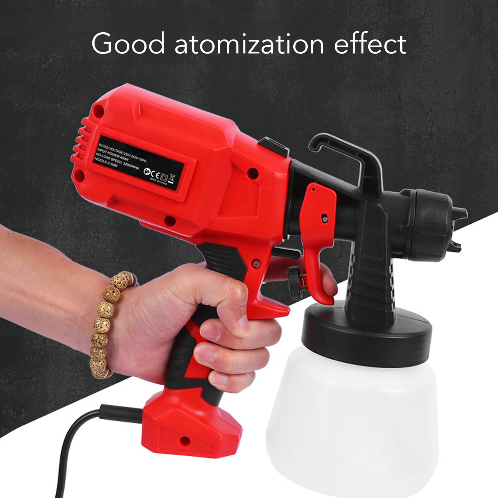 Elektryczny Pistolet Natryskowy, Długa żywotność Dobra Atomizacja 800ML Elektryczny Rozpylacz Farby do Malowania Sufitów (Wtyczka UE 220 V)
