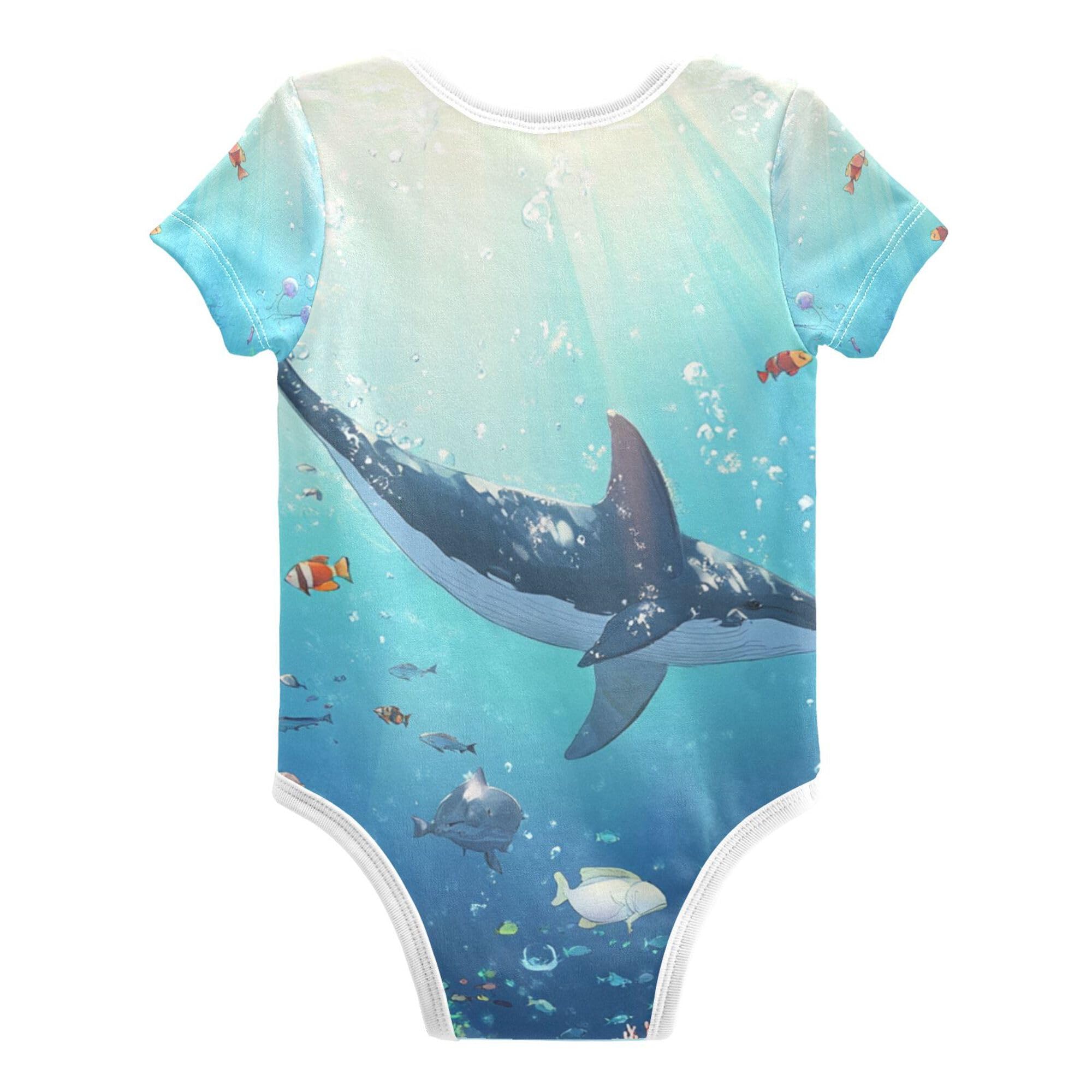 Cartoon Whale Jellyfish Baby Boys Clothes Button Down Cotton First Birthday Outfit for Month Boys First Birthday 12M