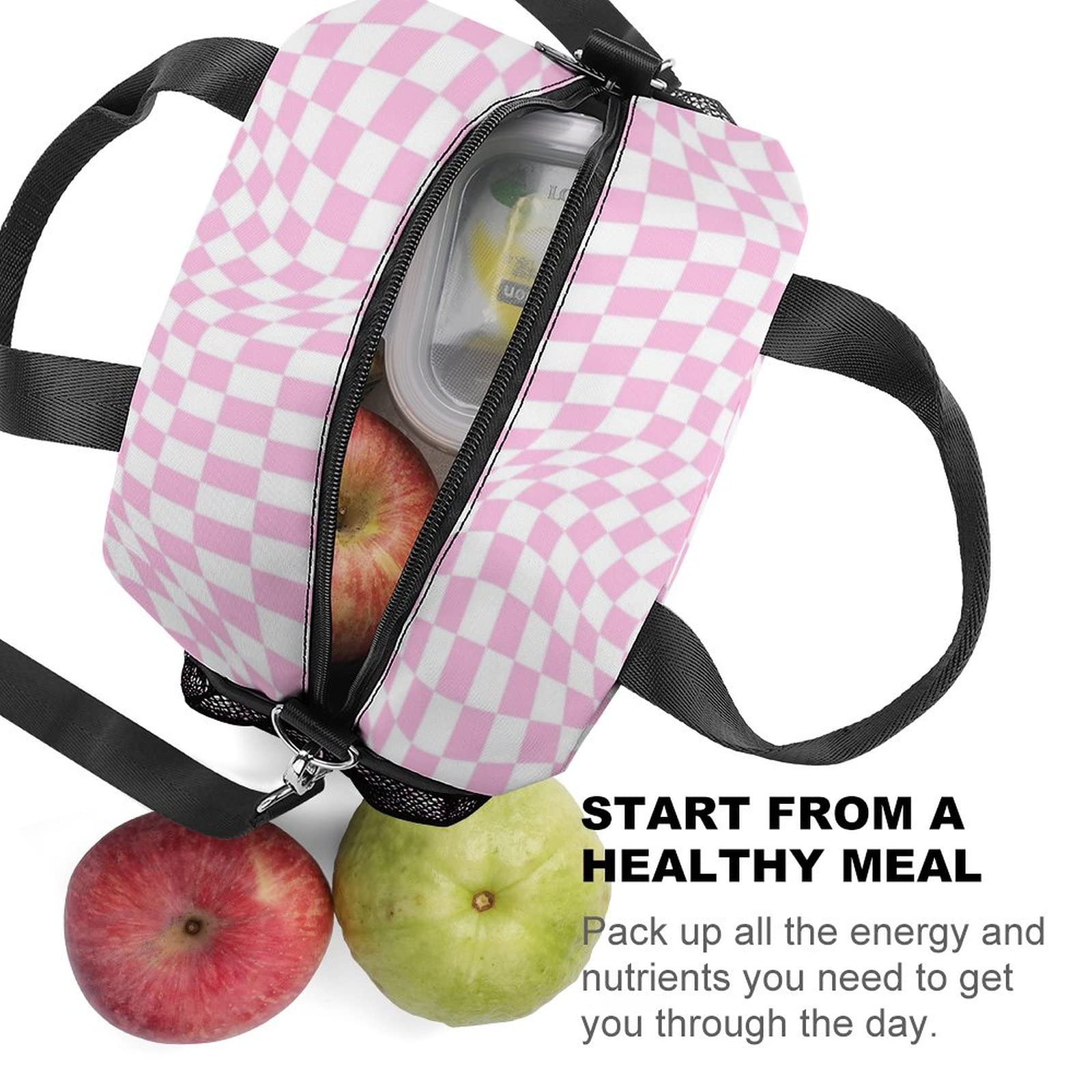 pink checkered lunch box