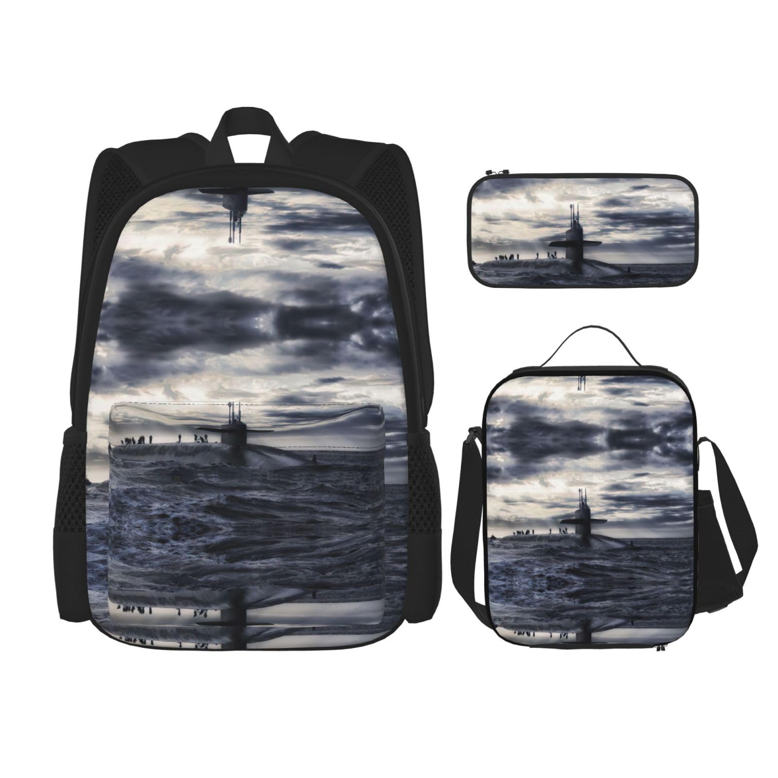 Ensemble cartable géant noir avec boîte à déjeuner intégrée - 8