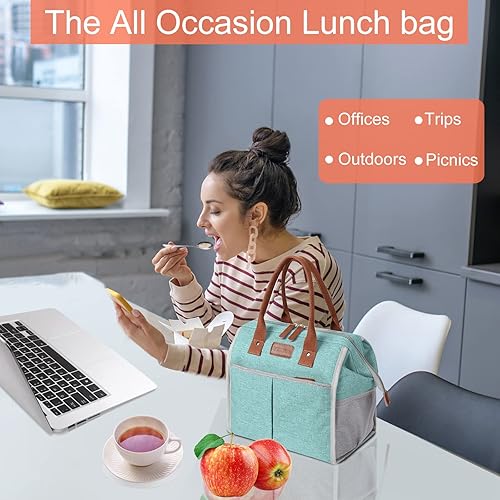 Miniatura 7 de Bolsa de almuerzo para mujeres y hombres lonchera térmica grande con aislamiento lonchera reutilizable para adultos con resistente al agua para el
