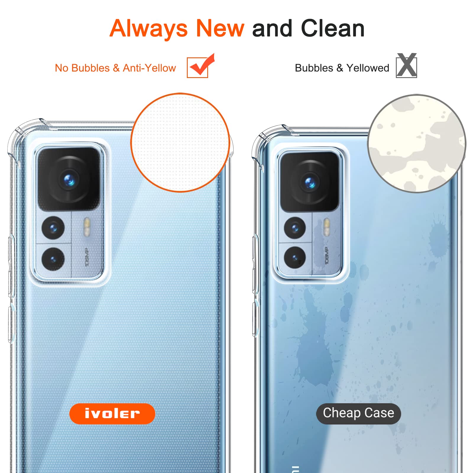 iVoler Cover per Xiaomi Poco F6 Pro 5G, Custodia Trasparente per Assorbimento Degli Urti con Paraurti in TPU Morbido, Sottile Morbida in Silicone TPU Protettiva Case