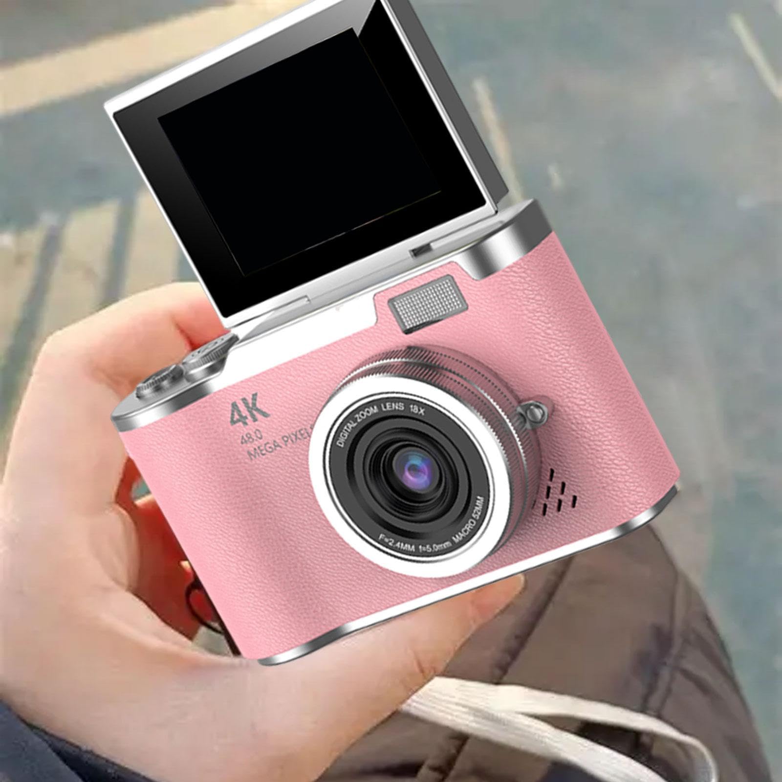 Fotocamera Digitale Digitale 8X, Schermo Girevole °, per Principianti e Adulti, Rosa