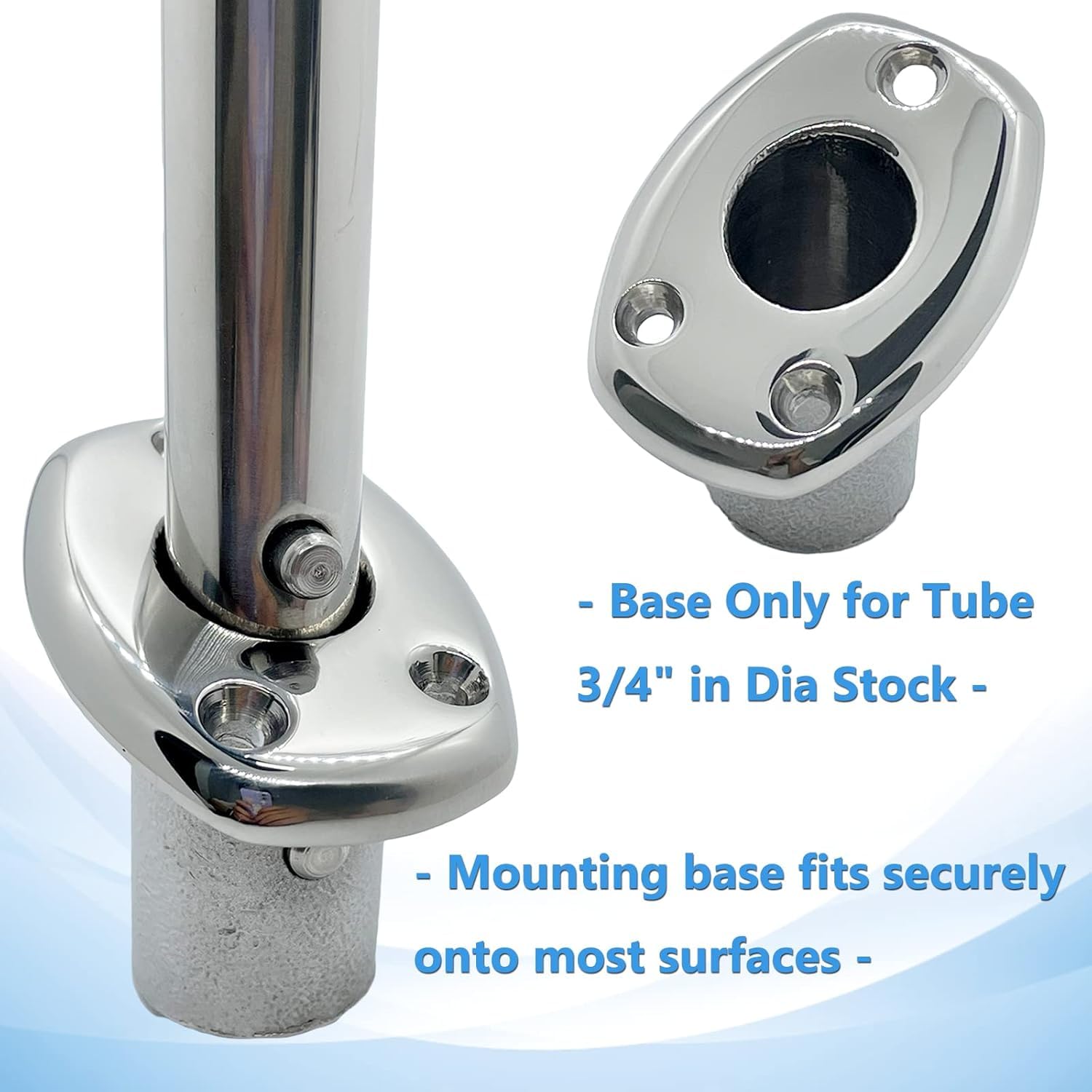 Bootsflaggenmast und Montagebasis, Bootsdeck-Stecknussstangenhalter-Set für Rohre 1,9 cm im Durchmesser, für 30,5 cm bis 40,6 cm Flagge (A)