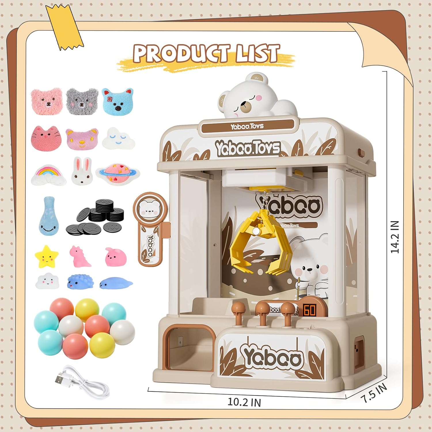 57 PCS Large Claws Machine Toys for 3 4 5 6 7 8 Years Old Girls, Claw Machine for Kids Girls Boys with Sound & Light, Vending Claw Machine Arcade Game Toys for Kids Ages 3-4 4-6 4-8