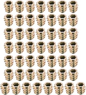 uxcell Furniture Threaded Insert Nuts Zinc Alloy Hex-Flush M5 Internal Threads 10mm Length 50pcs