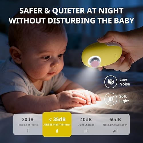 Miniatura 5 de AIRSEE Cortadora de uñas eléctrica para bebés con luz LED, cortaúñas para recién nacidos, lima de uñas eléctrica segura y fácil, juego de cuidado