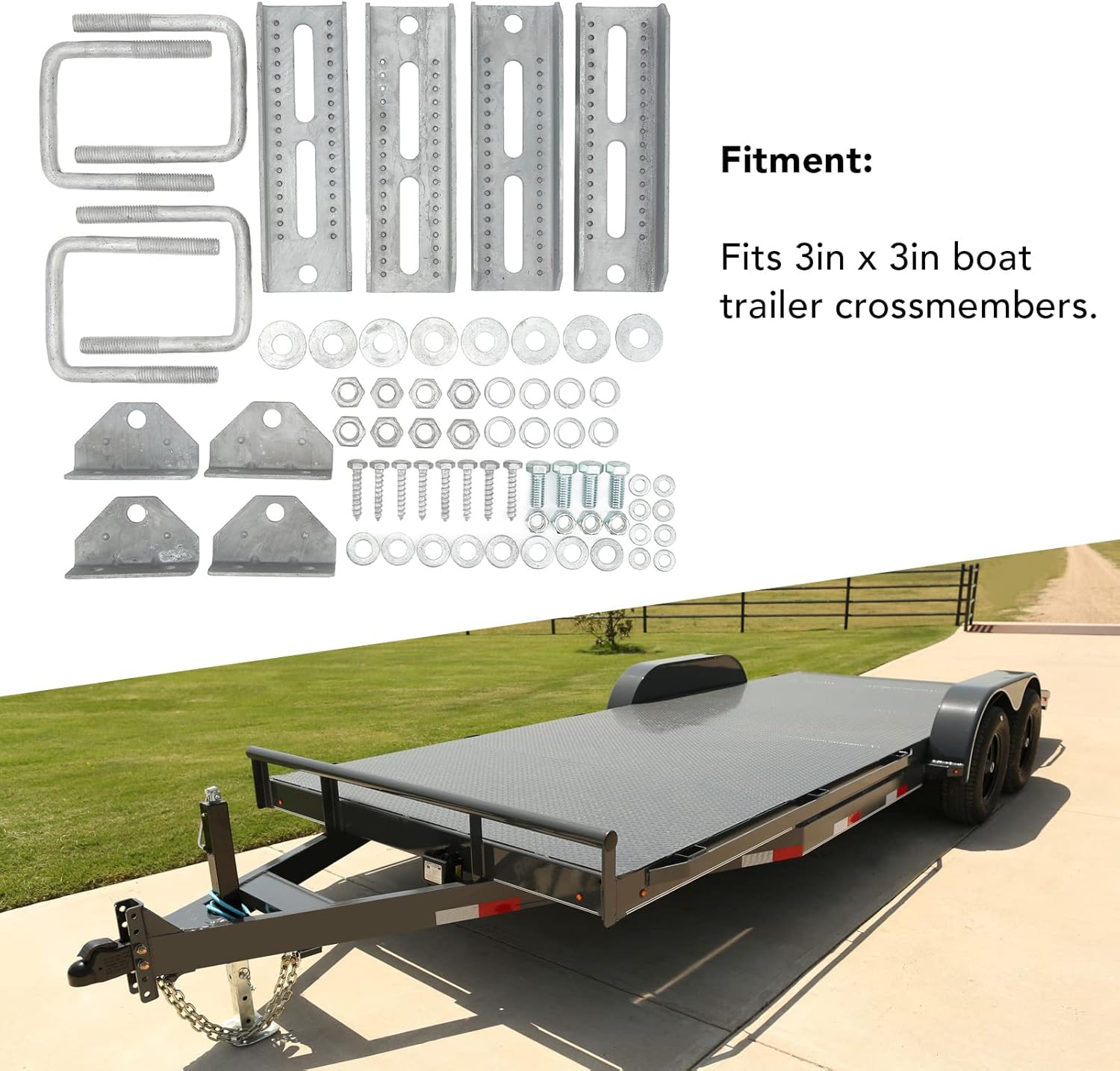 Galvanized Swivel Bunk Bracket Kit Adjustable Sturdy Construction for 3x3 Boat Trailer Cross Member Top Bunk Brackets Mount & Square U Bolts