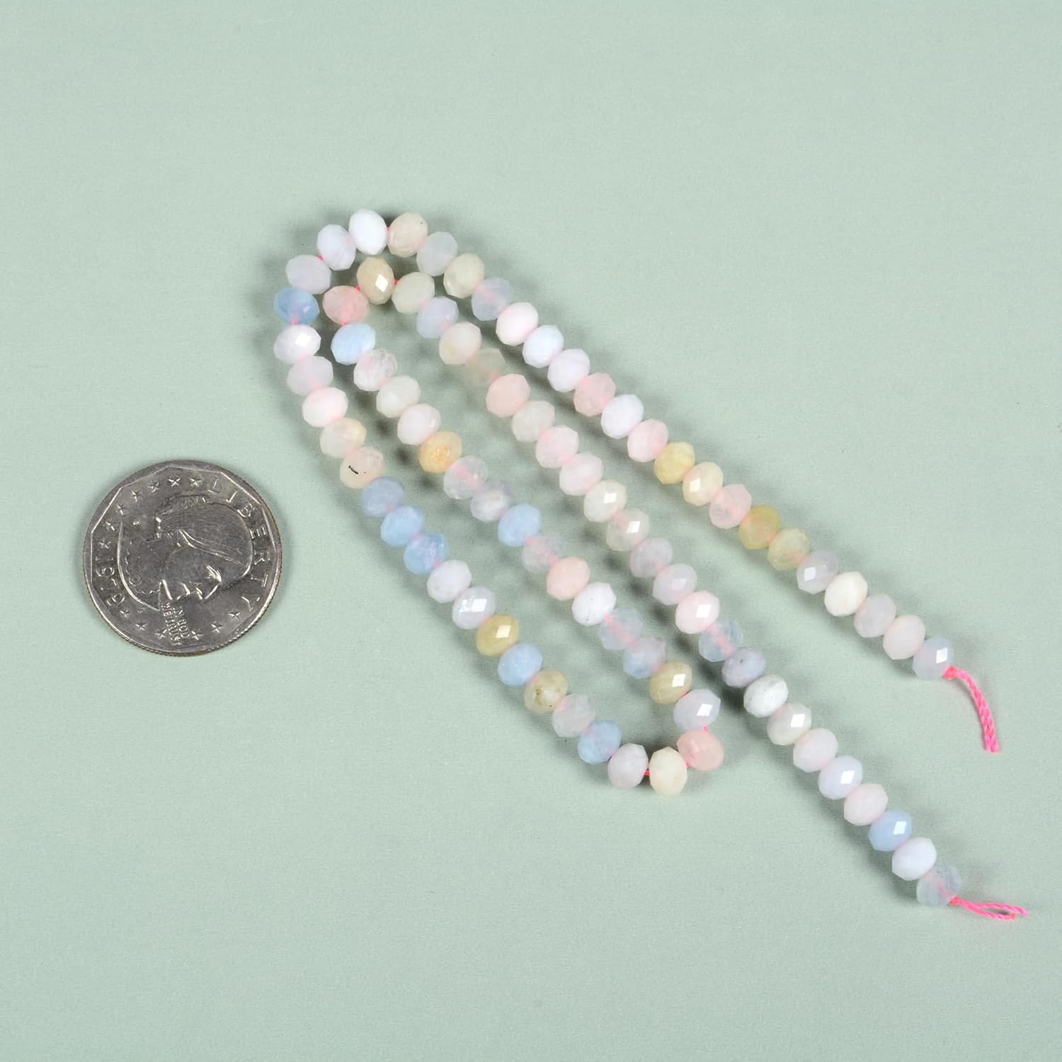 6mm Natural Morganite Beryl Aquamarine Faceted Rondelle Loose Beads Jewelry Making DIY Bead 16 Inch - Image 2