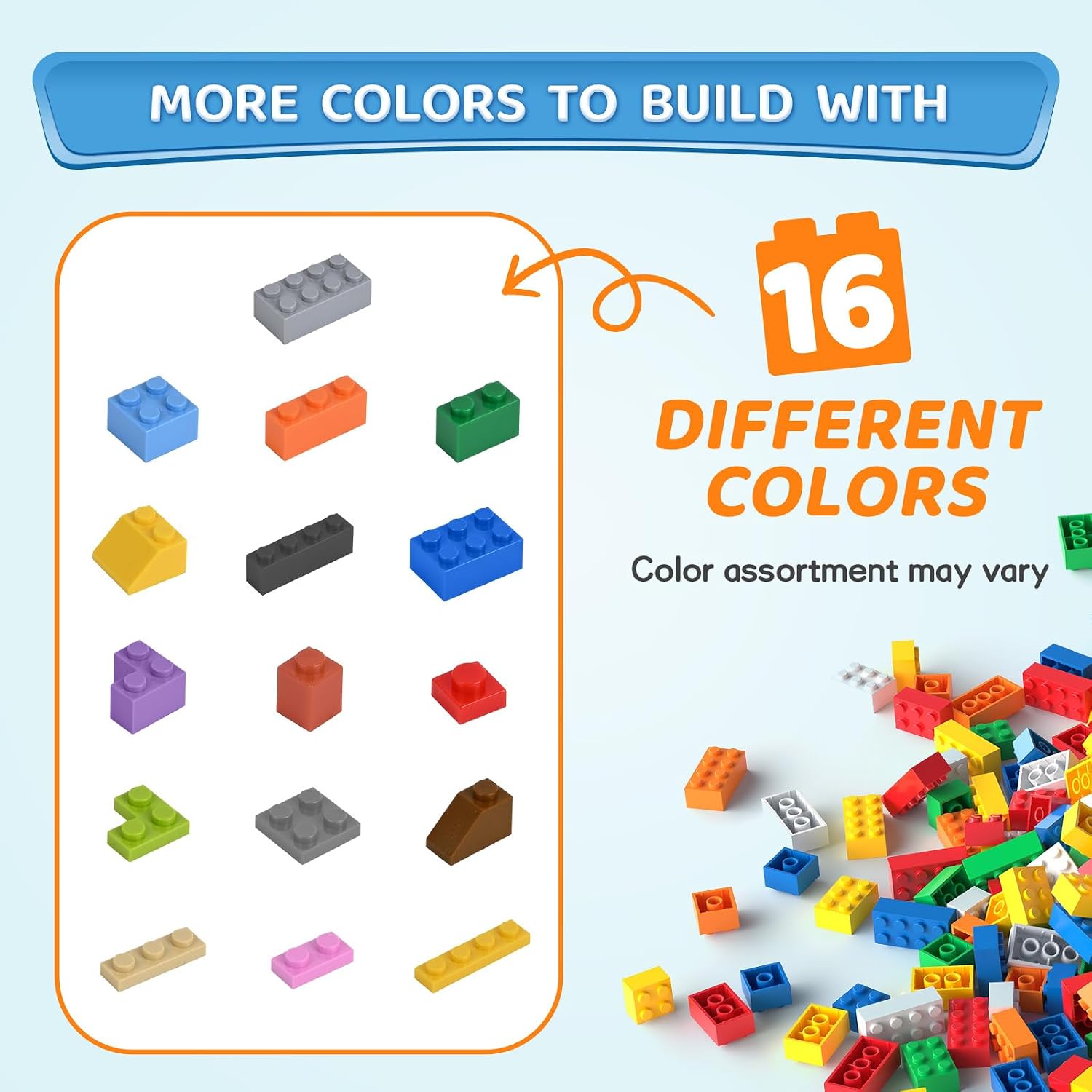 2000 Pieces Building Bricks, Building Bulks Blocks with 2 Packs 24x24 Studs Sticky Plates,400PCS Flowers and Tree/Grassland, Creative Toy Blocks Compatible with All Major Brands 14 Shape/18 Color image 5