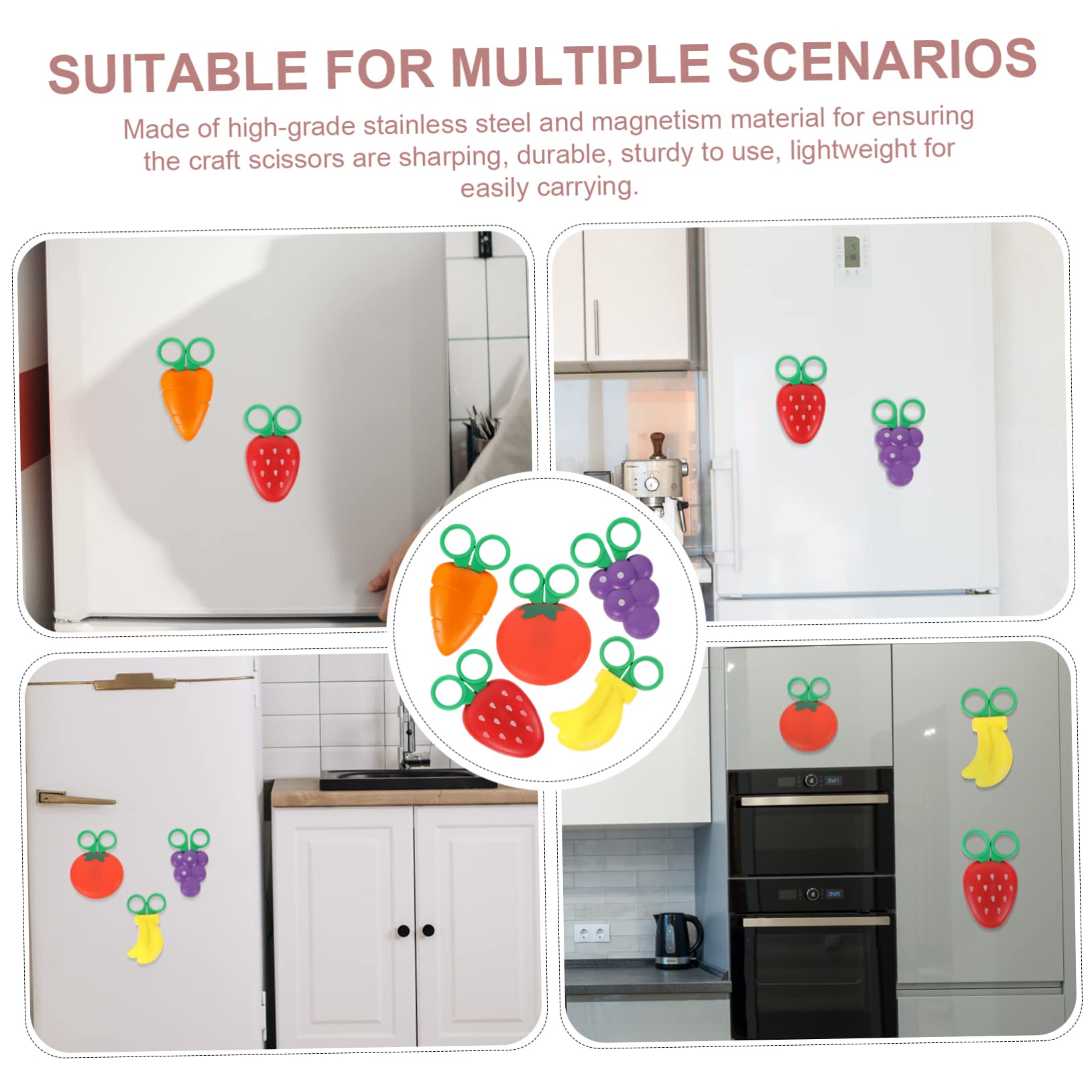 VILLCASE 15pezzi Forbici Per Ragazzo Ragazza Con Design Forma Di Frutta Sicure e Ergonomiche Per Attività Manuali Casa e Scuola Adatte Ragazzo Ragazza Di Anni