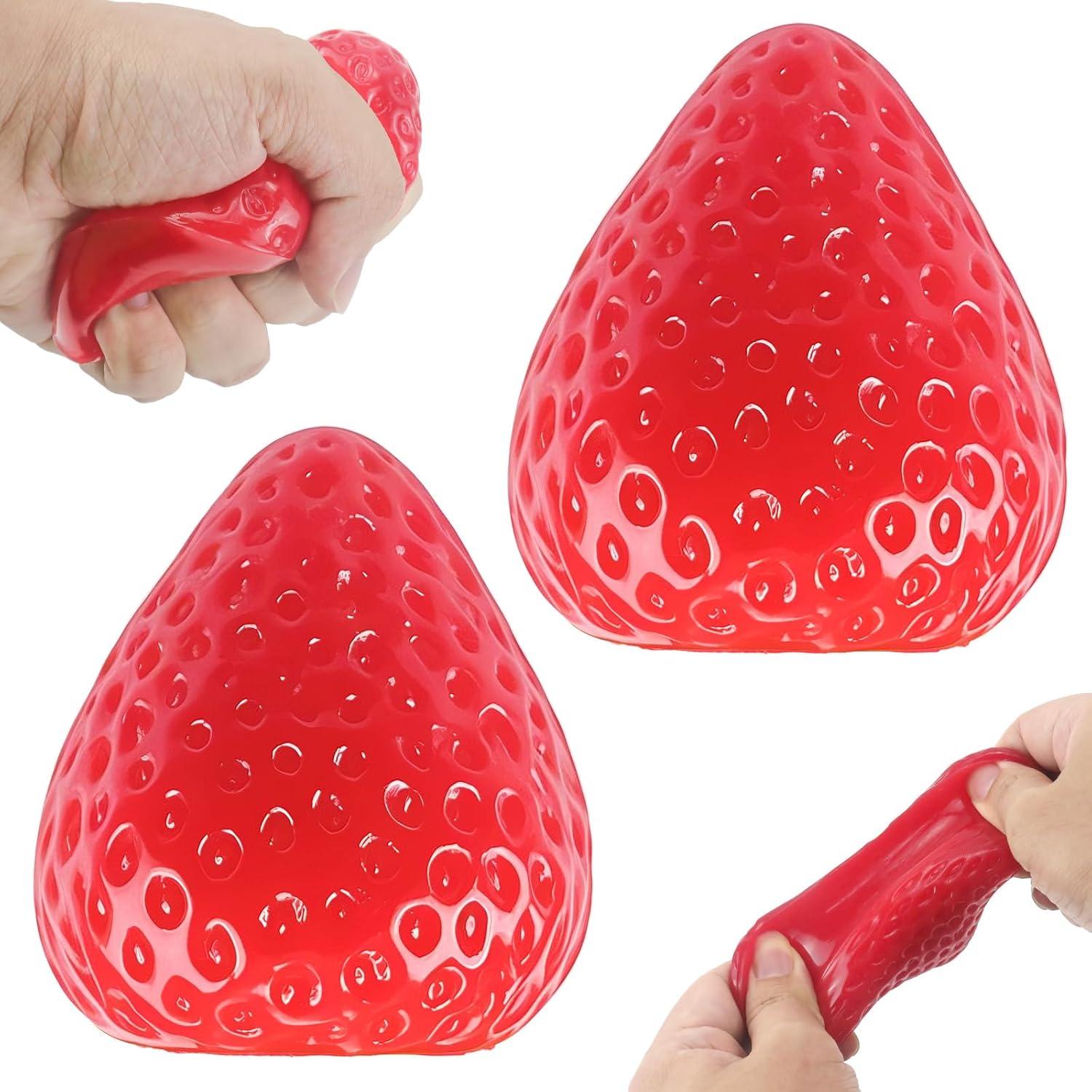2 Packs Big Strawberry Squishies Fidget Toys, Ultra Soft Sticky Stress Relief Toys for Adults, Sensory Toys for Autism, Christmas Birthday Gift