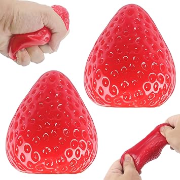 Gytera 2 Packs Big Strawberry Squishies Fidget Toys, Ultra Soft Sticky Stress Relief Toys for Adults, Sensory Toys for Autism, Christmas Birthday Gift