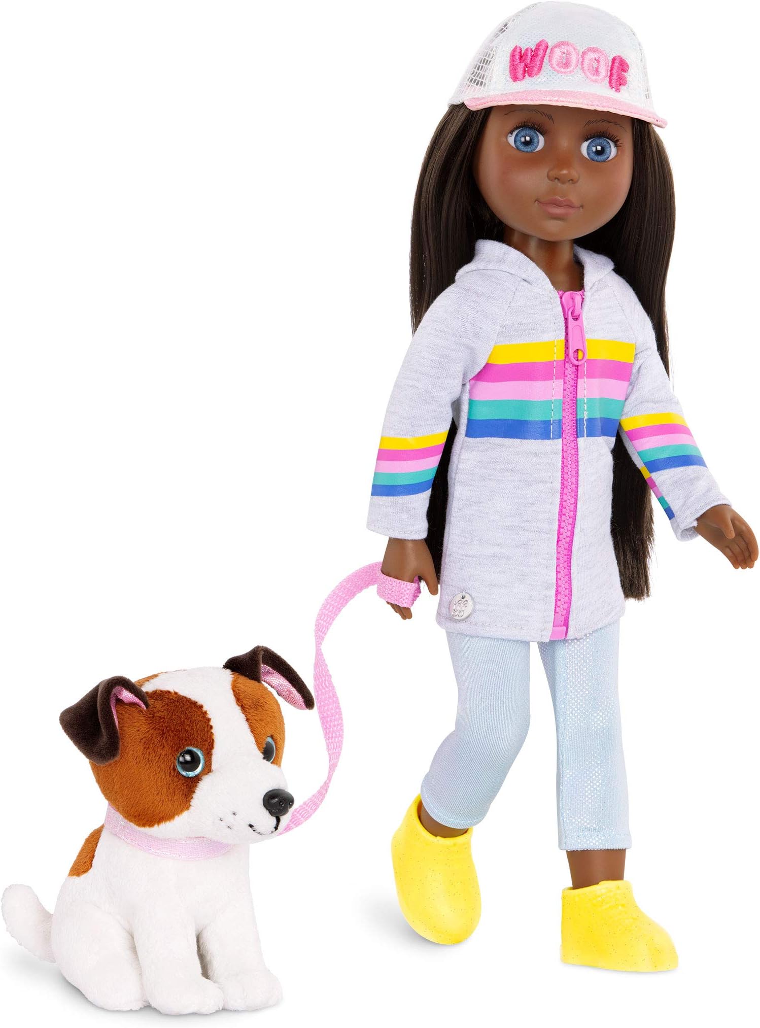 Glitter Girls – 14-Inch Fashion Doll – Brown Hair & Blue Eyes - Plush Dog Pet – Dolls for Girls 3+ Years – Jana & Cuddles