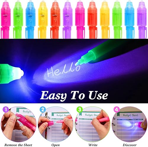 Miniatura 4 de Bolígrafo de tinta invisible, 24 bolígrafos espía con luz UV, bolígrafo secreto, marcadores mágicos de tinta que desaparecen para niños, recuerdos