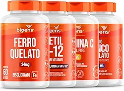 Kit Sanguíneo, Ferro Quelato, Vitamina C, Meti B12, Zinco Quelato, Biogens