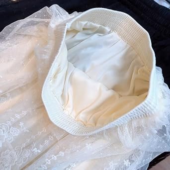 Women's Layered Tiered Tulle Skirt Elastic High Waist Elegant Fairy Embroidered Mesh A-Line Maxi Cake Skirt