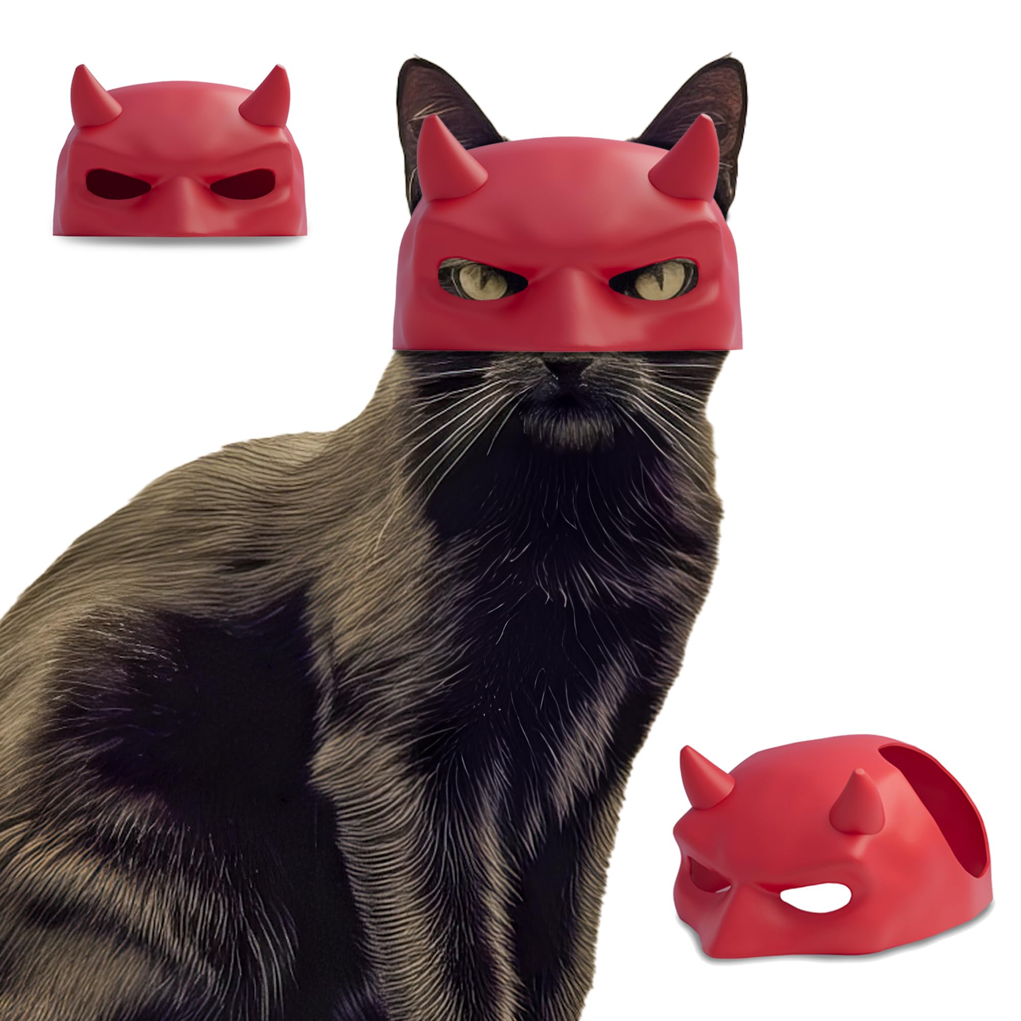 BIANCO Handmade BatCat Mask Cosplay, Bat Style Cat Mask, Pet Costume Accessory, Fun and Adorable Superhero Cosplay Mask for Cats, Black CatBat Cosplay Halloween Mask Hat for Cats, Cat Apparel (Small-Medium)