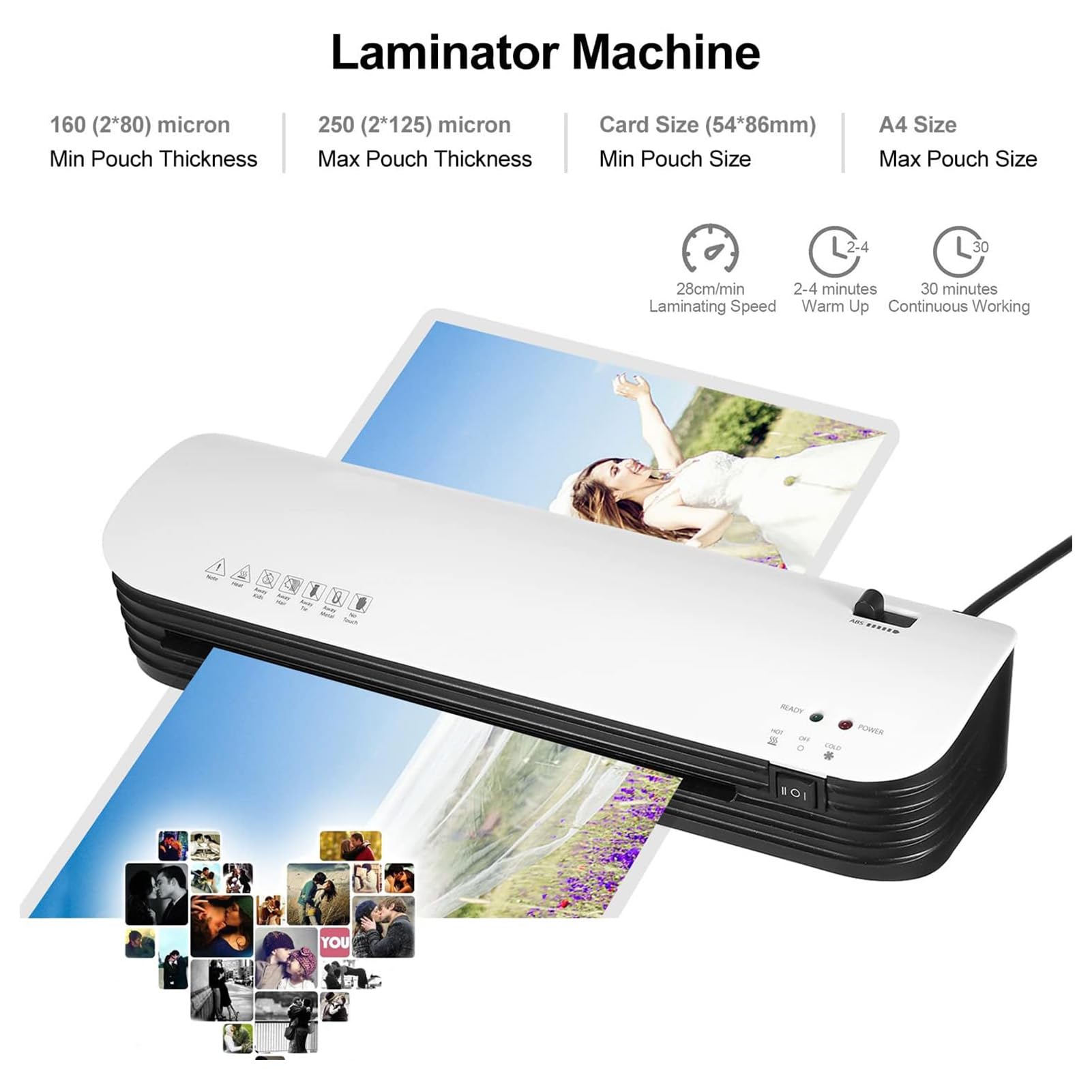 Generic A4 Laminator Gorący i Zimny Maszyna Laminująca Dom A4 Laminowanie Maszyn do Szkolnych Maszyn (Wtyczka UE 220-240V)