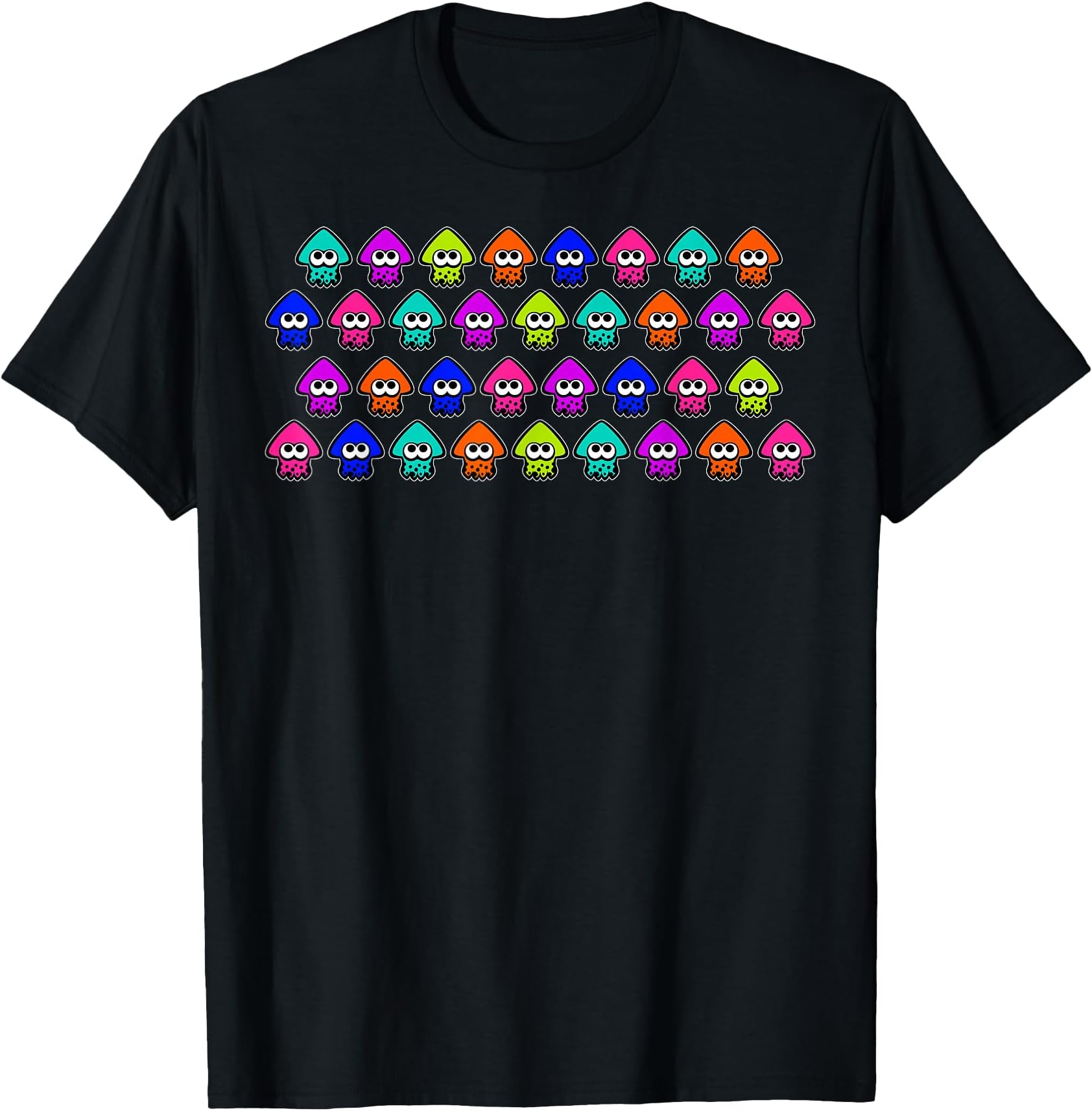 Nintendo Splatoon Rainbow Inklings Squid Row Graphic T-Shirt T-Shirt