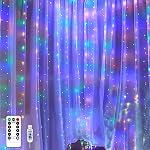New Fairy Curtain Lights for Bedroom 300 LED, Jezoll Christmas String Lights USB Plug in 8 Modes Wall Hanging Twinkle with Remote Control for Wedding Party Backdrop Decor Warm White (9.8x9.8FT)