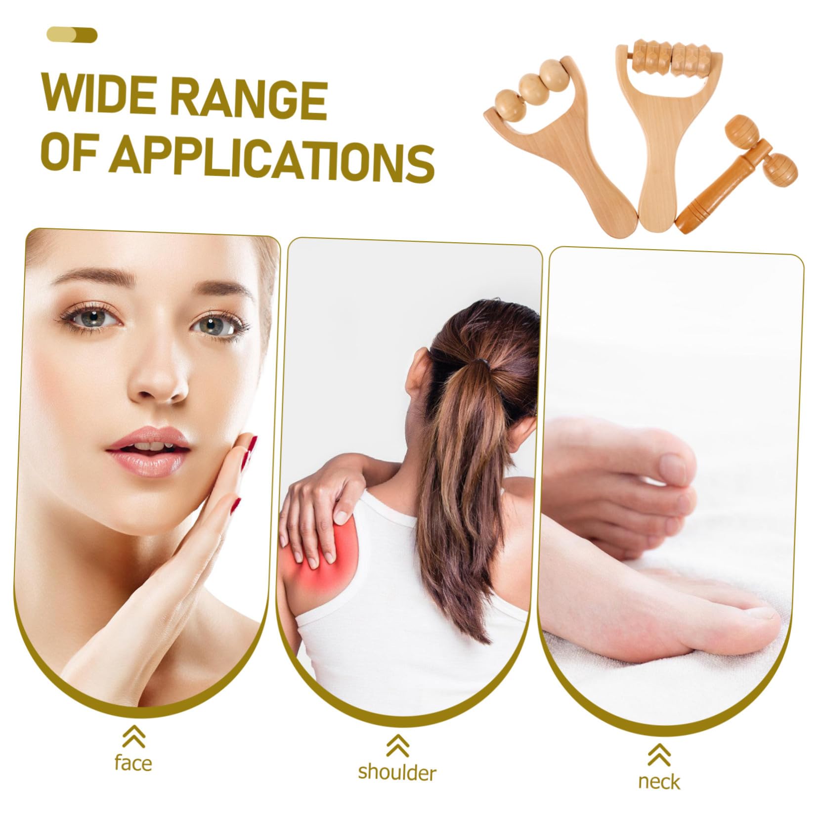 Rodillo de Masaje Facial de Madera, 1 Juego para Espalda y Rostro | Acabado Pulido, sin Rebabas, Liso y Redondo, Portátil, para Casa y Viaje, 1 Set
