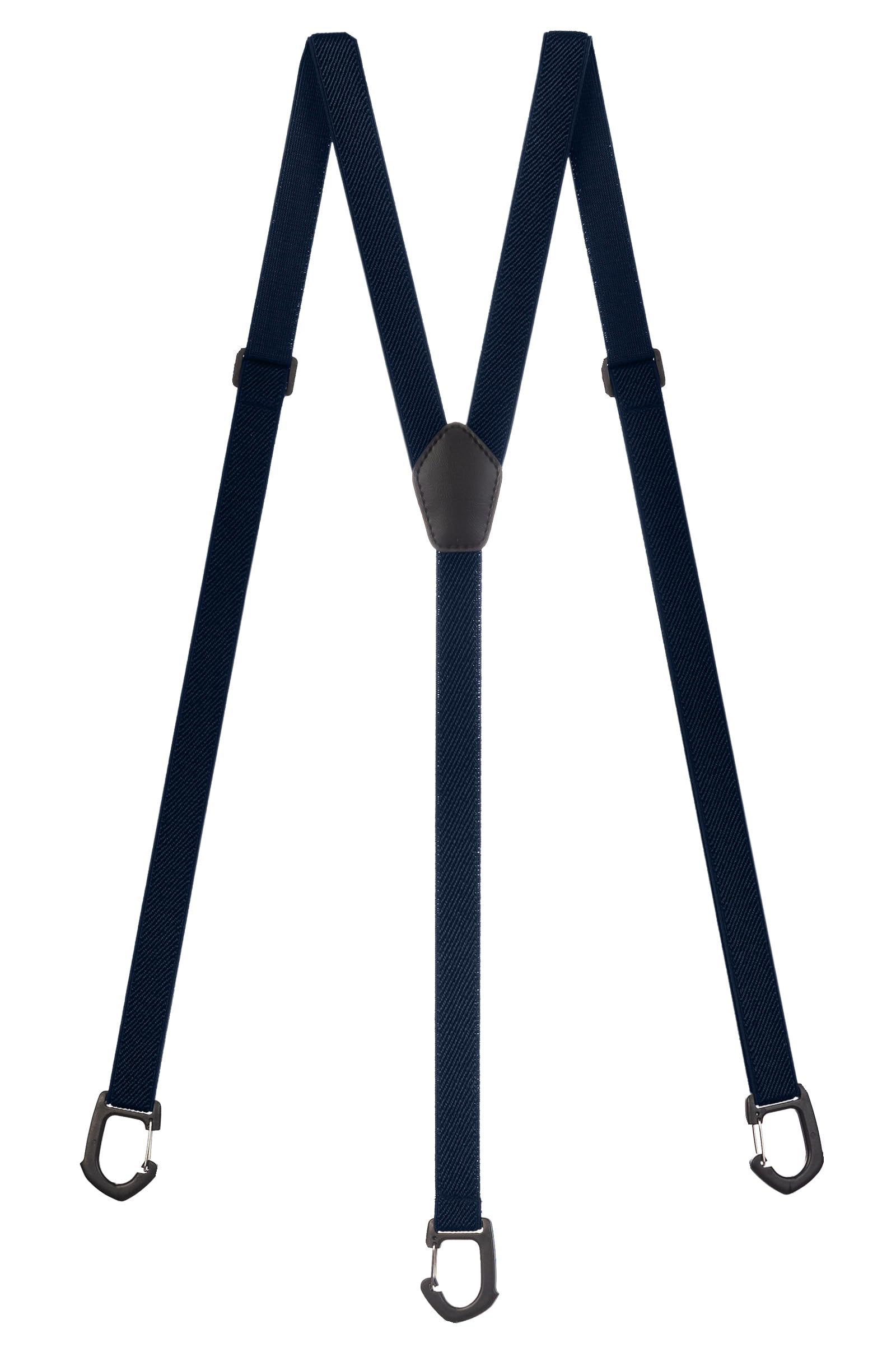 Olata Men's Dark Blue Skinny Y-Shape Braces/Suspenders With Plastic Carabiner Clips - 2Cm.