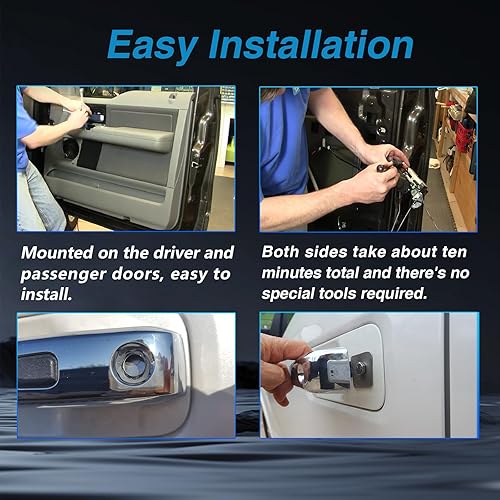 Miniatura 5 de 1 par de cilindros de cerradura de puerta con juego de llaves compatibles con Ford F150 F250 F350 F450 F550 Super Duty Excursion Explorer Freestar