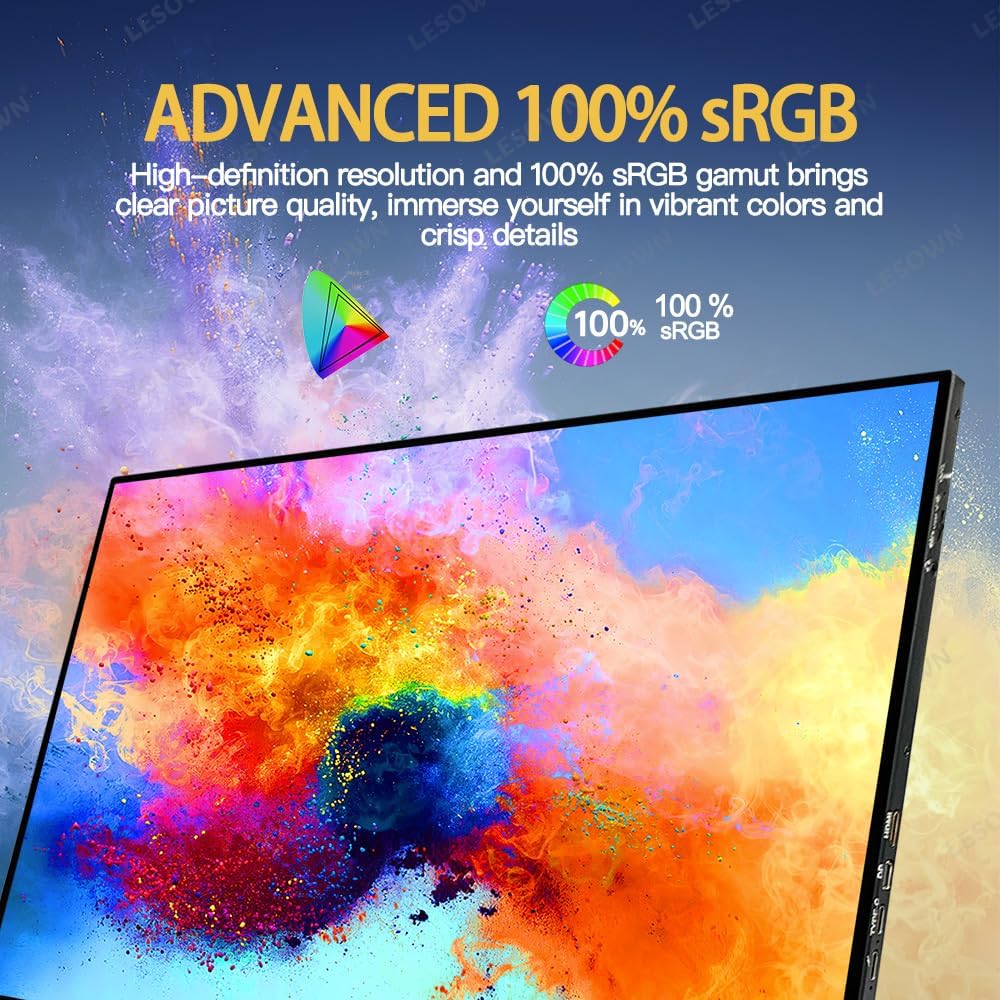 18" 2.5K 144Hz Ultra Thin Portable Gaming Monitor Widescreen 100% sRGB 500Nits USB-C HDMI External Display, Built-in Speakers (18" 2.5K 144Hz No Touch)