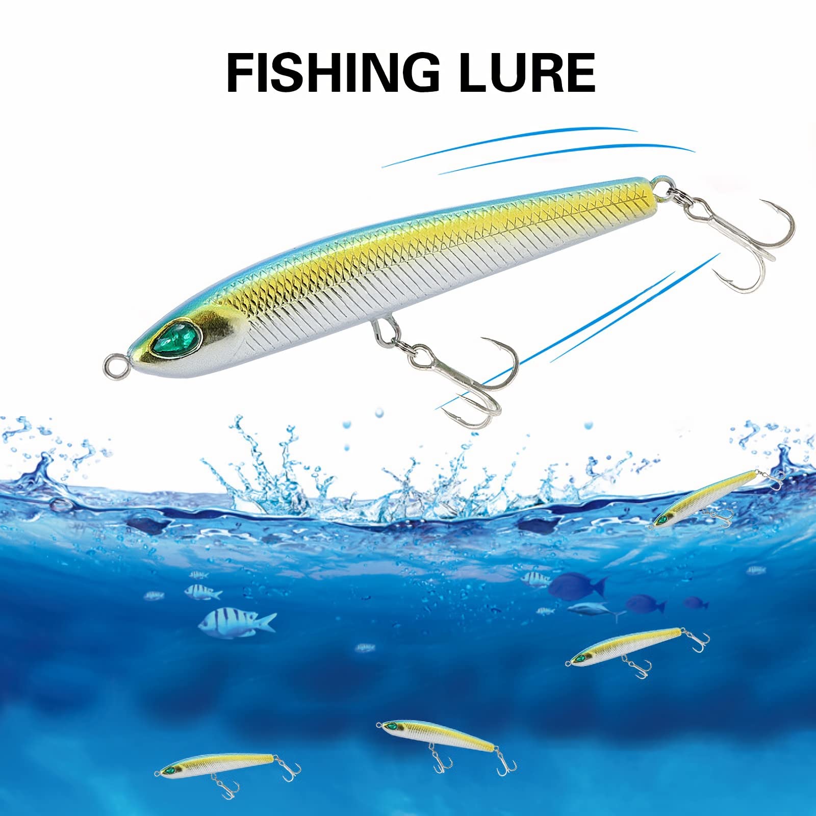 Señuelos de Pesca Blandos, 10 Uds Señuelos de Pesca 8cm 9g señuelo de lápiz biónico Que se Hunde Cebo Duro Artificial Agua Dulce señuelo de Pesca de Agua Salada Wobbler Simple y práctico