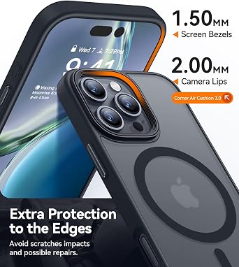 CANSHN Magnetic for iPhone 16 Pro Case, Black | Compatible with MagSafe, Translucent Matte, Military-Grade Protection, Scratch Resistant, Slim Fit