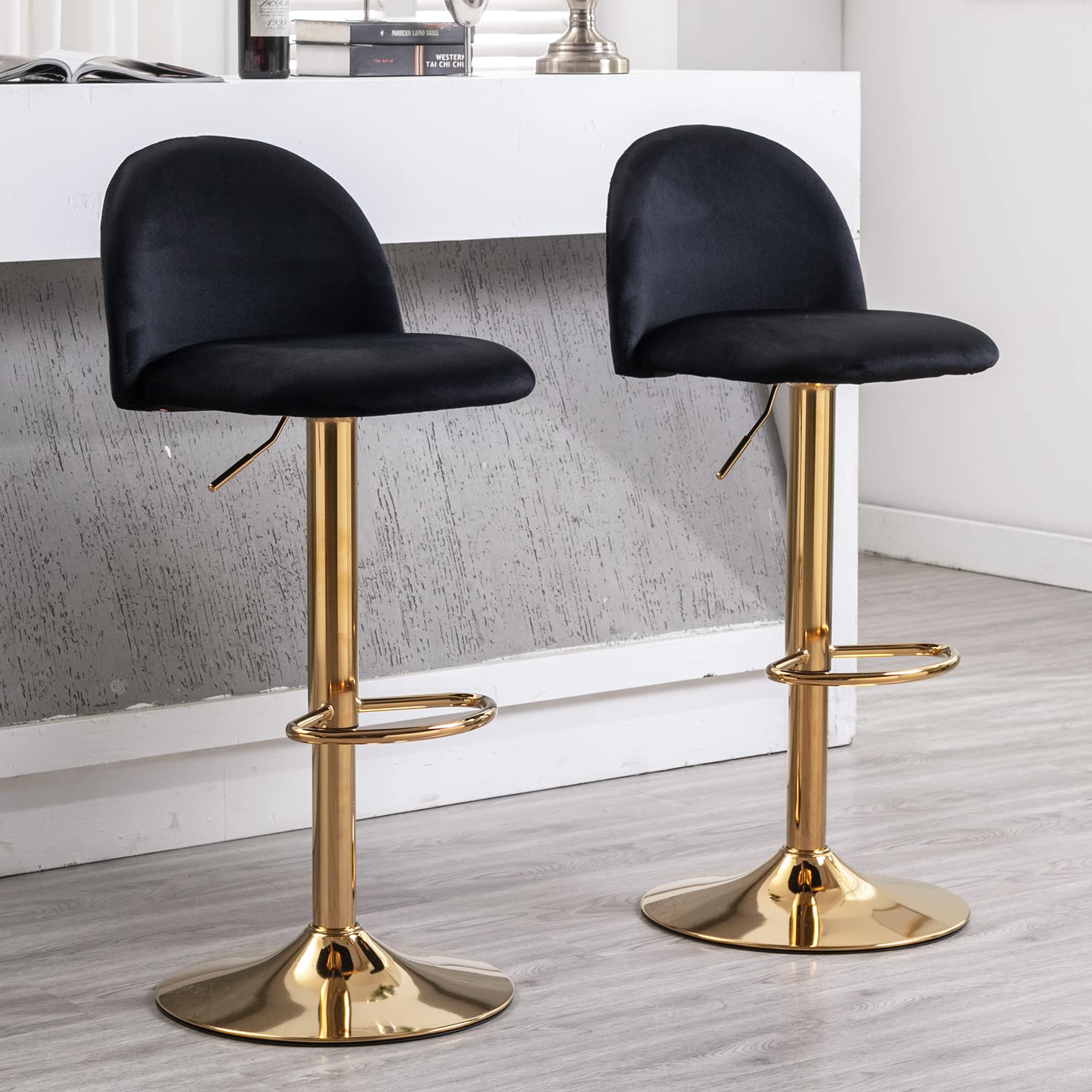 Duomay Modern Swivel Bar Stools Set Of Velvet Adjustable