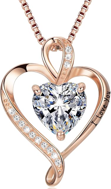 LAVUMO Necklaces for Women 925 Sterling Silver Heart Pendant Necklace Gold/Silver/Rose Gold Jewellery Gifts for Her Girlfriend Wife Mum Birthday Anniversary Christmas Mothers Day Valentines