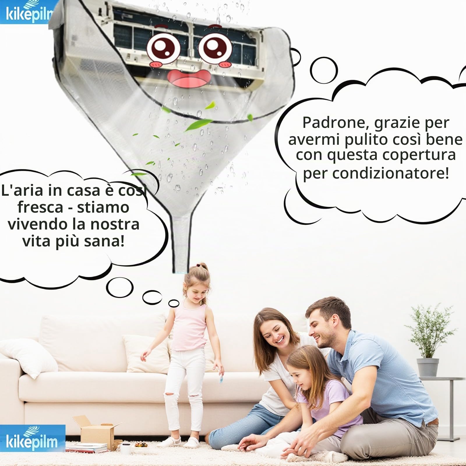 kit pulizia climatizzatore split, kit per pulizia condizionatori, kitpulizia condizionatore, telo pulizia condizionatore, puliziacondizionatore casa,Bianco, Grande