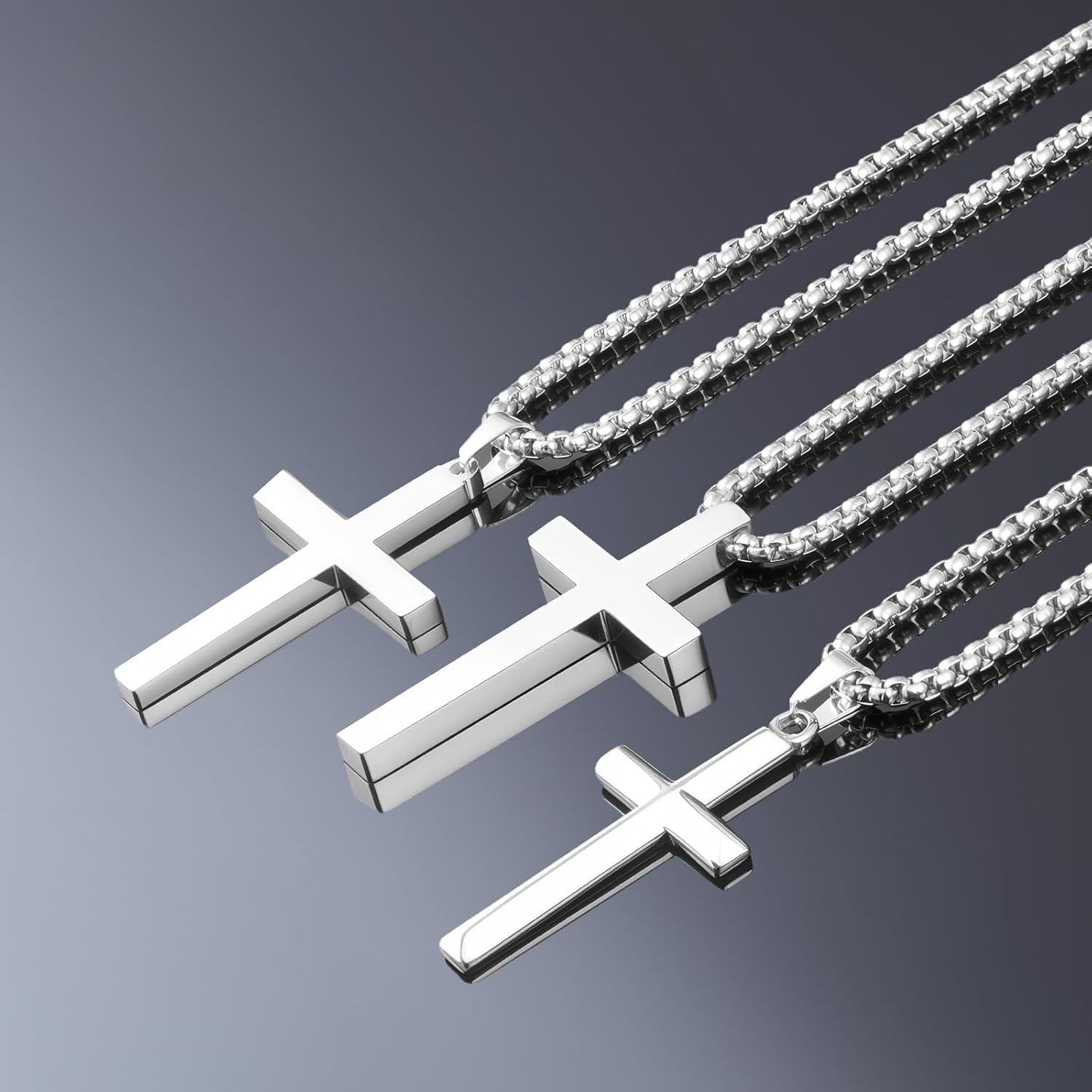 KeyHeaven Men’s Durable Stainless Steel Cuban Chain Cross Pendant - Anti-Fade, Ideal for Hip-Hop & Streetwear Fashion - Image 6