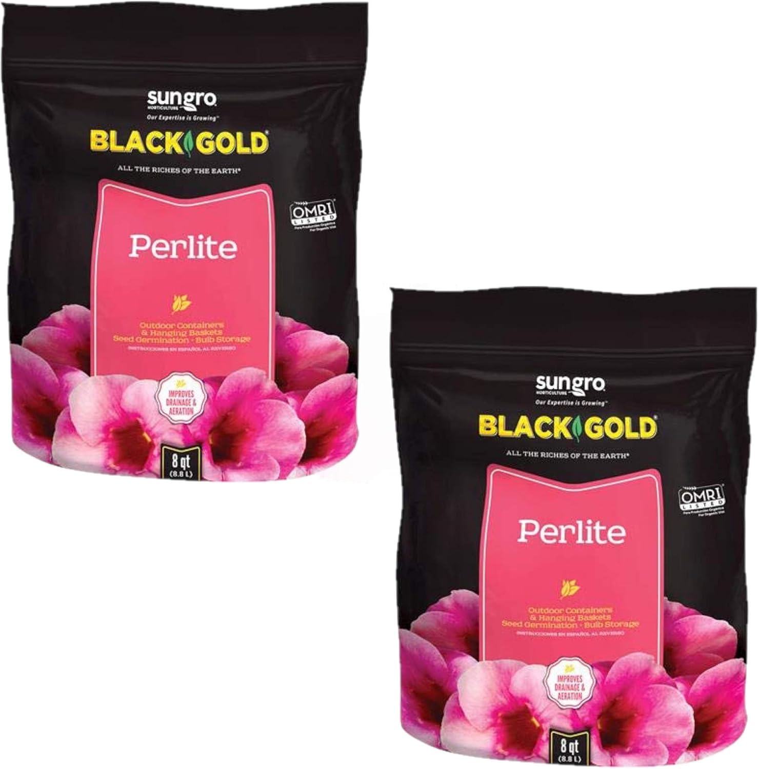 Sun GRO Horticulture SUNGRO Horticulture 1490102.Q08P Black Gold Perlite, 8 Quart (2)