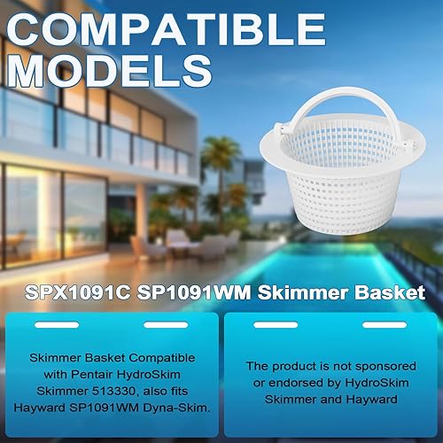 Miniatura 6 de Cesta de desnatadora SPX1091C de repuesto para Hayward SP1091WM y SP1091LX, 513330 Cestas de filtro de piscina con desnatado Dyna-skim de 6.25